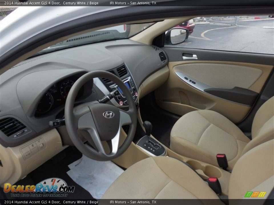 2014 Hyundai Accent GLS 4 Door Century White / Beige Photo #12