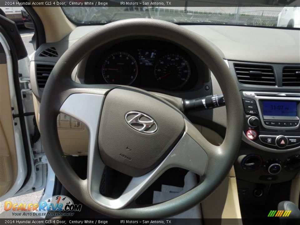 2014 Hyundai Accent GLS 4 Door Century White / Beige Photo #18