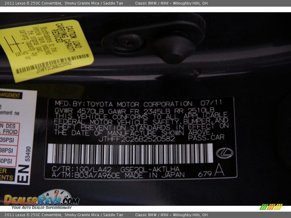 2011 Lexus IS 250C Convertible Smoky Granite Mica / Saddle Tan Photo #30