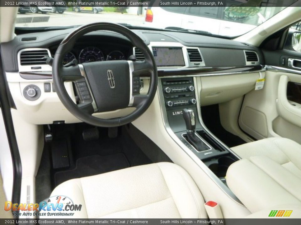 2012 Lincoln MKS EcoBoost AWD White Platinum Metallic Tri-Coat / Cashmere Photo #16
