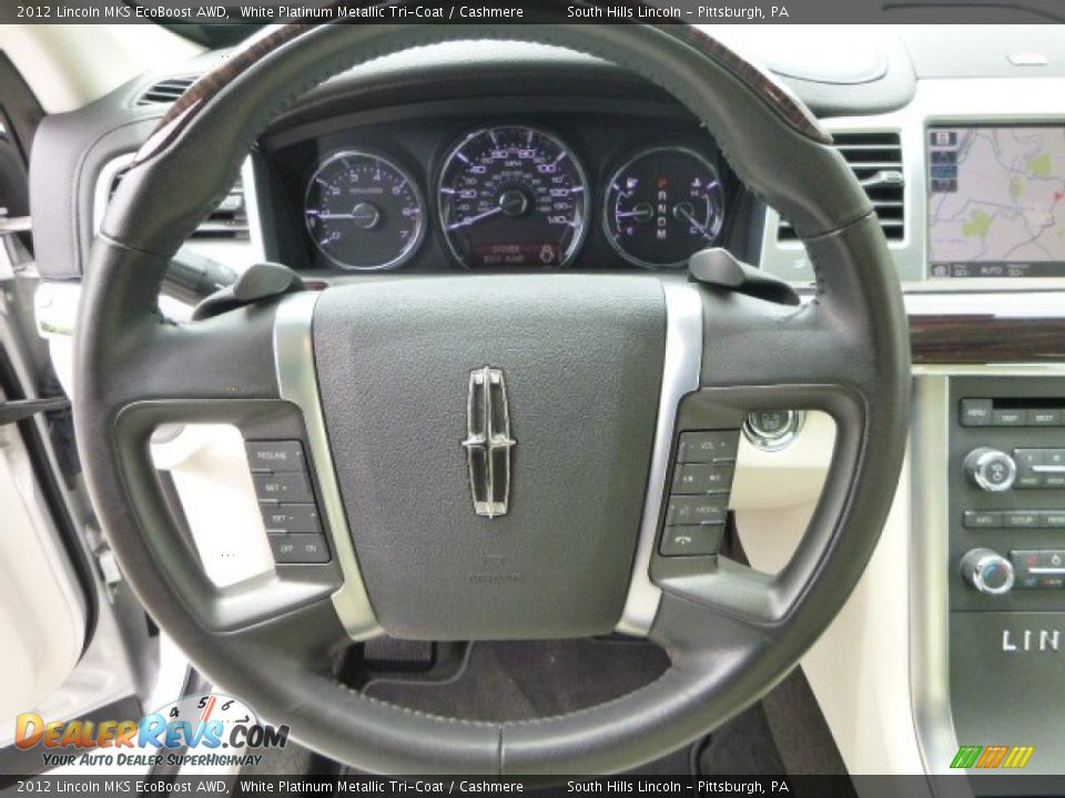 2012 Lincoln MKS EcoBoost AWD White Platinum Metallic Tri-Coat / Cashmere Photo #20