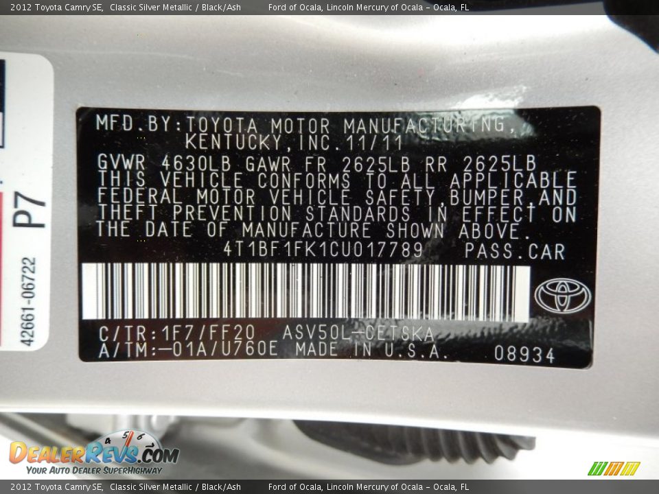 2012 Toyota Camry SE Classic Silver Metallic / Black/Ash Photo #26