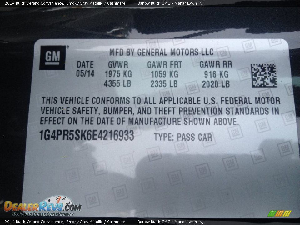 2014 Buick Verano Convenience Smoky Gray Metallic / Cashmere Photo #9
