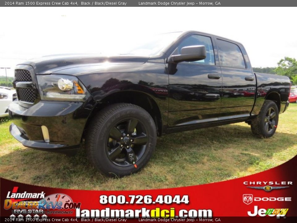 2014 Ram 1500 Express Crew Cab 4x4 Black / Black/Diesel Gray Photo #1
