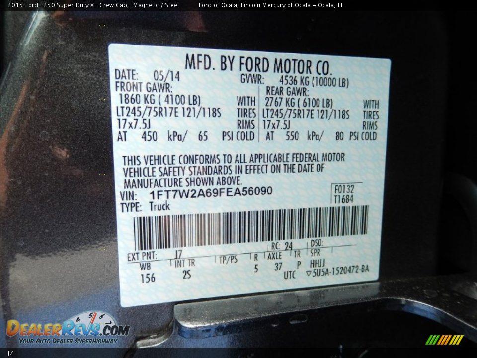 Ford Color Code J7 Magnetic