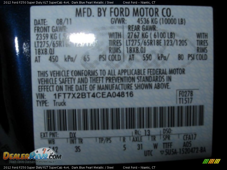 2012 Ford F250 Super Duty XLT SuperCab 4x4 Dark Blue Pearl Metallic / Steel Photo #14