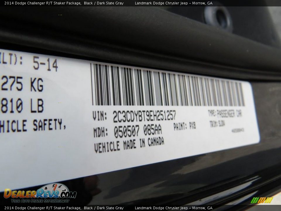 2014 Dodge Challenger R/T Shaker Package Black / Dark Slate Gray Photo #10