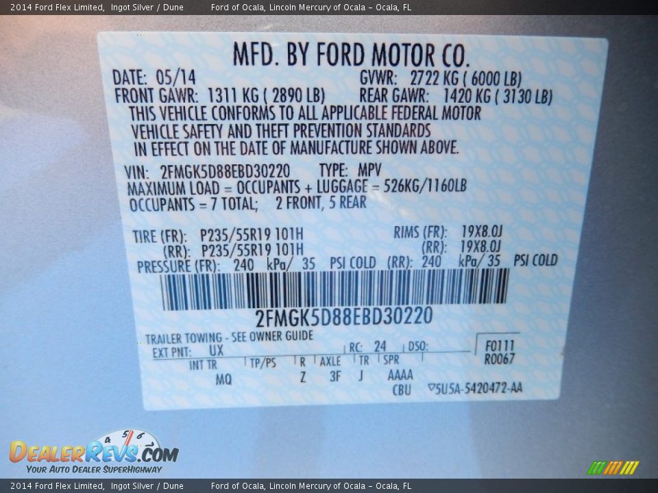 2014 Ford Flex Limited Ingot Silver / Dune Photo #13