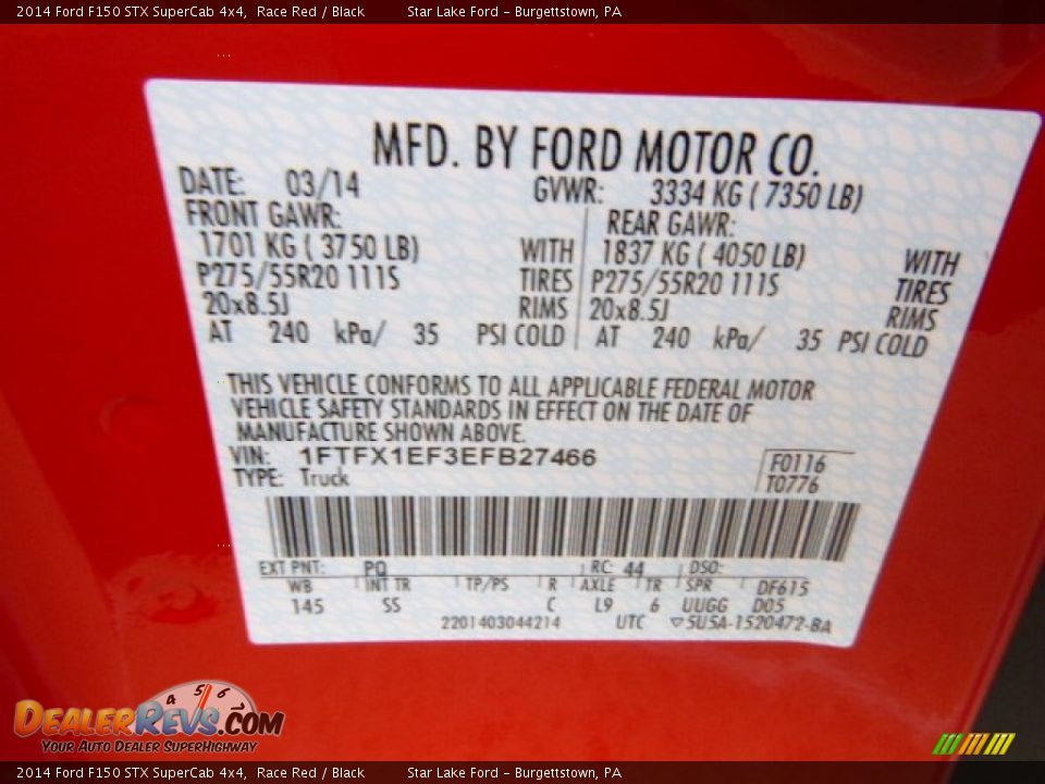 2014 Ford F150 STX SuperCab 4x4 Race Red / Black Photo #20