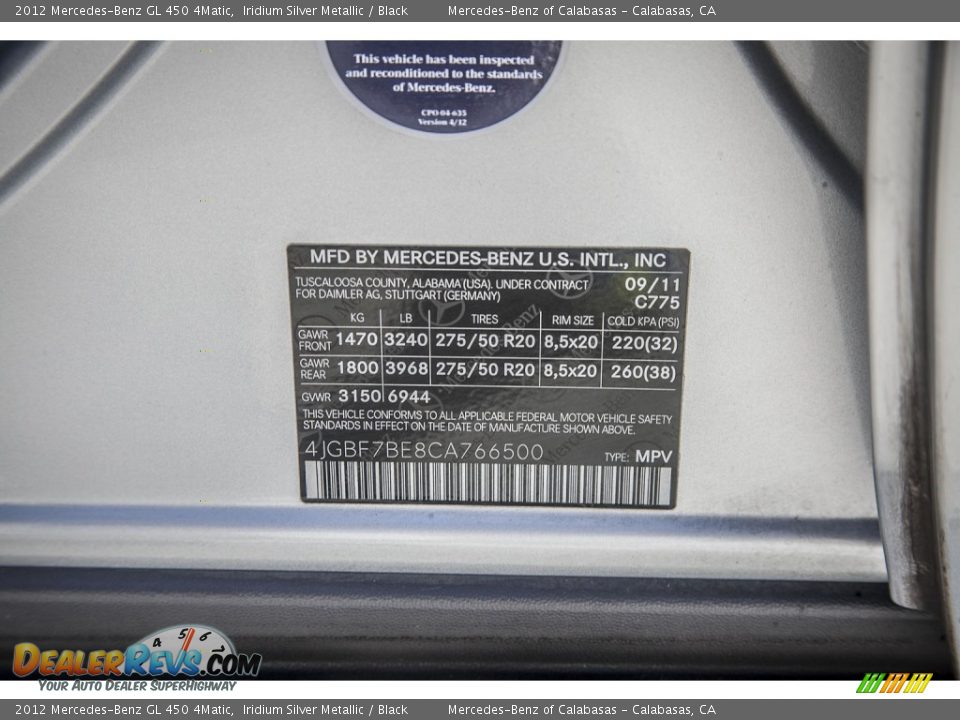 2012 Mercedes-Benz GL 450 4Matic Iridium Silver Metallic / Black Photo #20