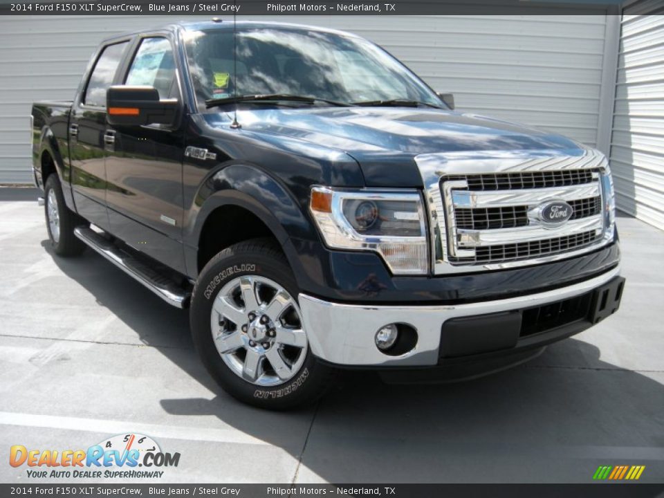 2014 Ford F150 XLT SuperCrew Blue Jeans / Steel Grey Photo #2