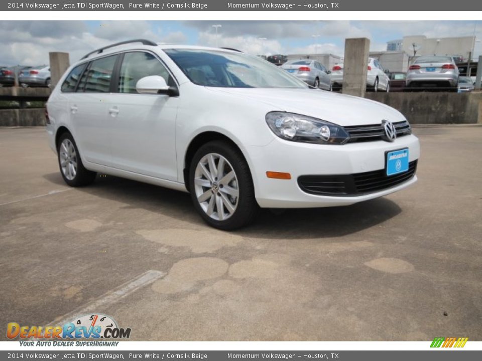 2014 Volkswagen Jetta TDI SportWagen Pure White / Cornsilk Beige Photo #1