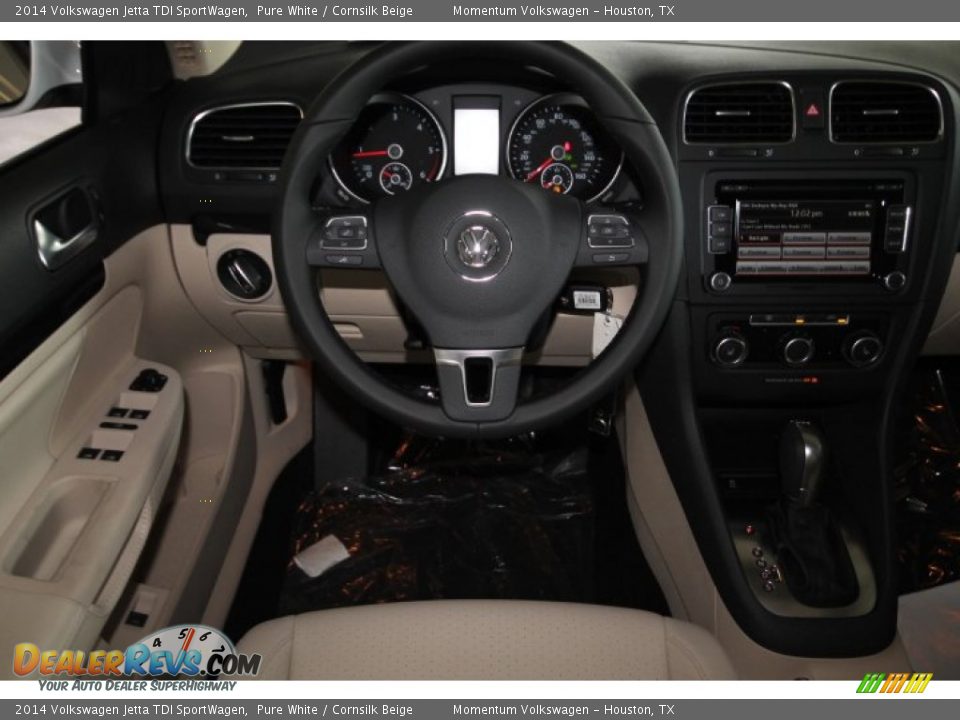 2014 Volkswagen Jetta TDI SportWagen Pure White / Cornsilk Beige Photo #14
