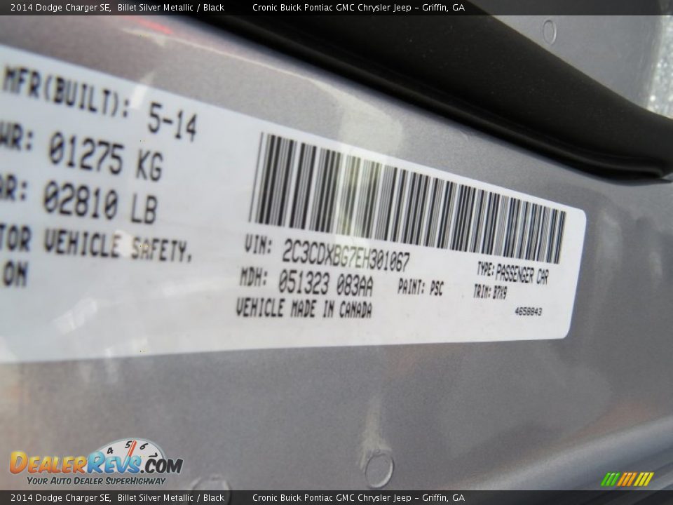 2014 Dodge Charger SE Billet Silver Metallic / Black Photo #17