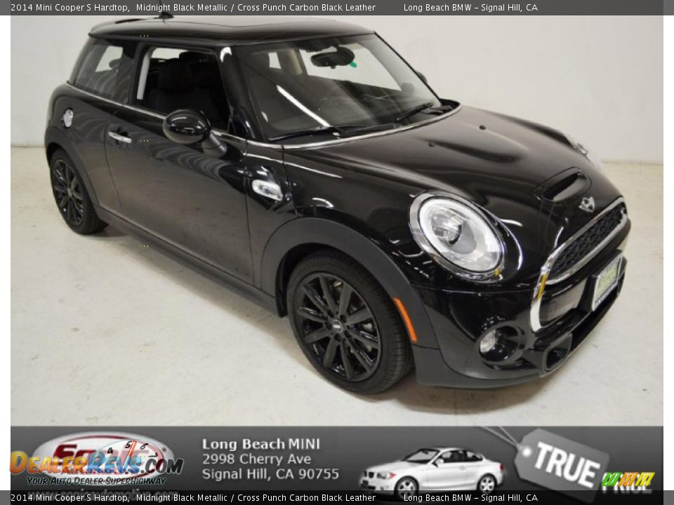 2014 Mini Cooper S Hardtop Midnight Black Metallic / Cross Punch Carbon Black Leather Photo #1
