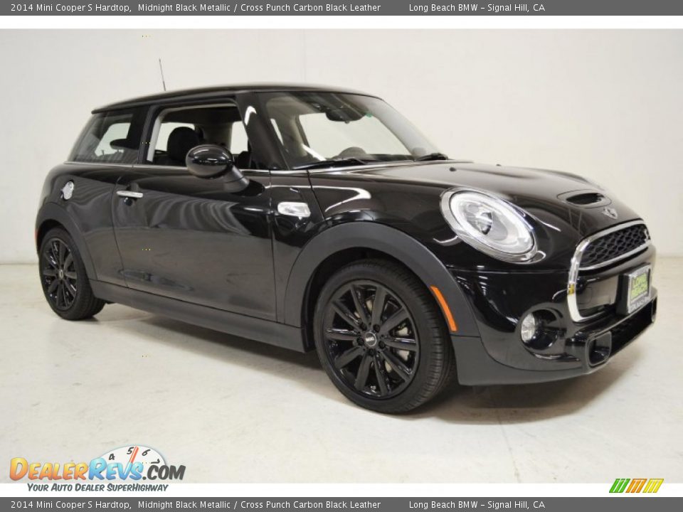 2014 Mini Cooper S Hardtop Midnight Black Metallic / Cross Punch Carbon Black Leather Photo #2