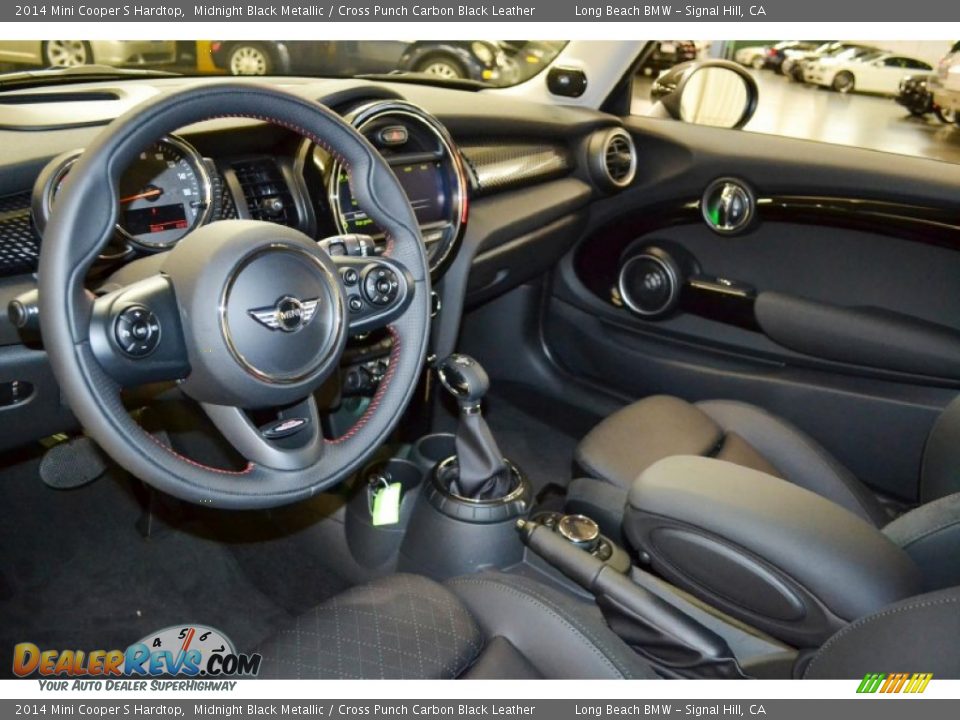 2014 Mini Cooper S Hardtop Midnight Black Metallic / Cross Punch Carbon Black Leather Photo #5