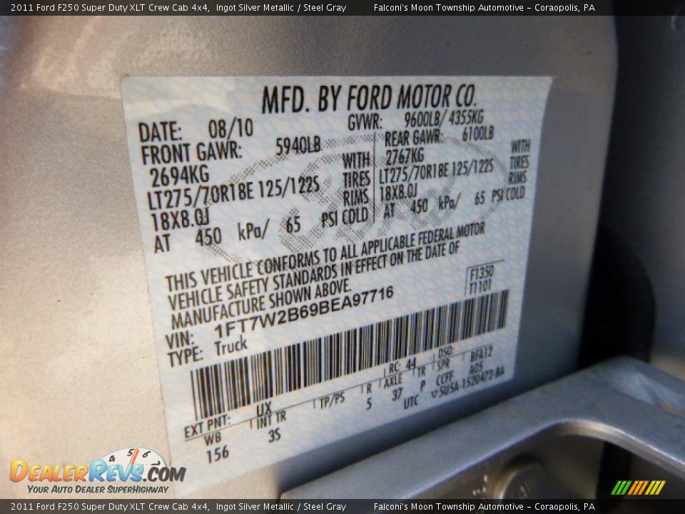 2011 Ford F250 Super Duty XLT Crew Cab 4x4 Ingot Silver Metallic / Steel Gray Photo #24