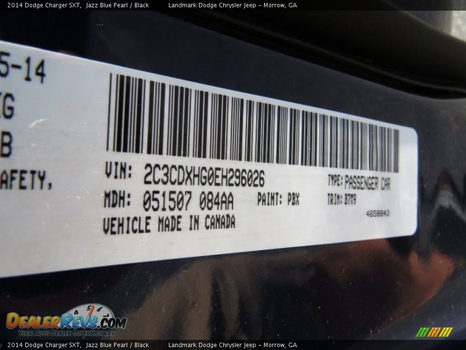 2014 Dodge Charger SXT Jazz Blue Pearl / Black Photo #10