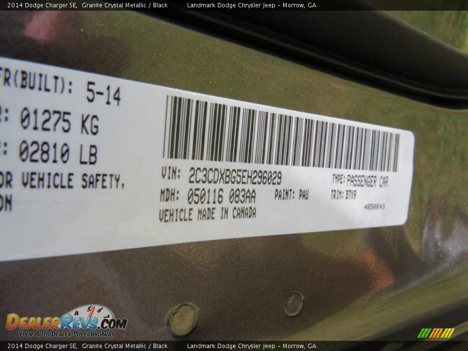 2014 Dodge Charger SE Granite Crystal Metallic / Black Photo #9