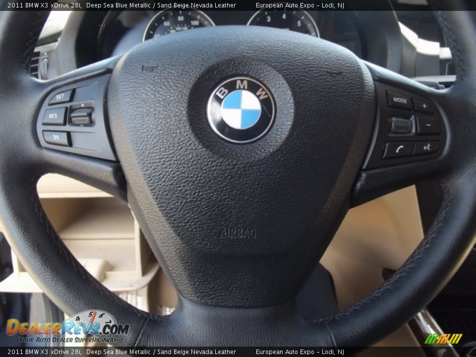 2011 BMW X3 xDrive 28i Deep Sea Blue Metallic / Sand Beige Nevada Leather Photo #21