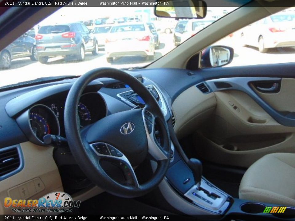2011 Hyundai Elantra GLS Red Allure / Beige Photo #10