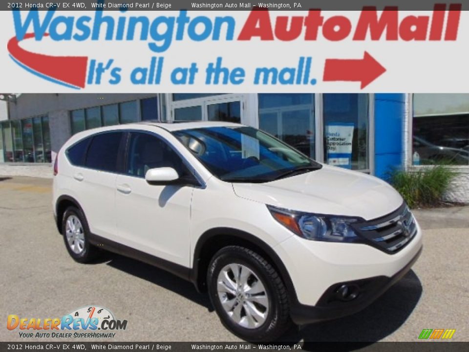 2012 Honda CR-V EX 4WD White Diamond Pearl / Beige Photo #1