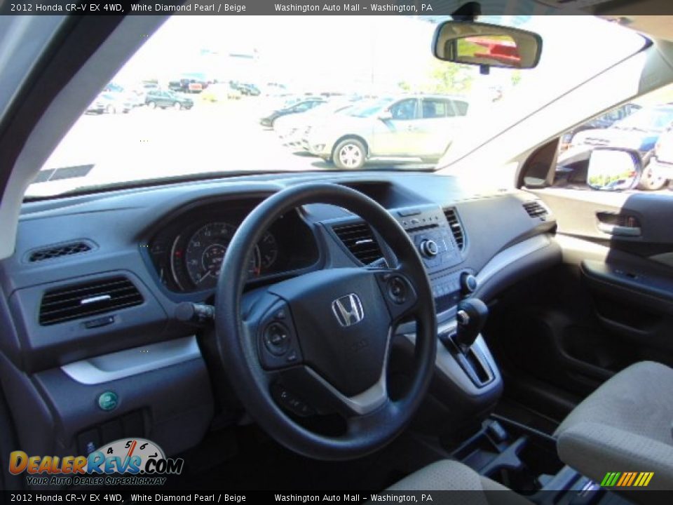 2012 Honda CR-V EX 4WD White Diamond Pearl / Beige Photo #12