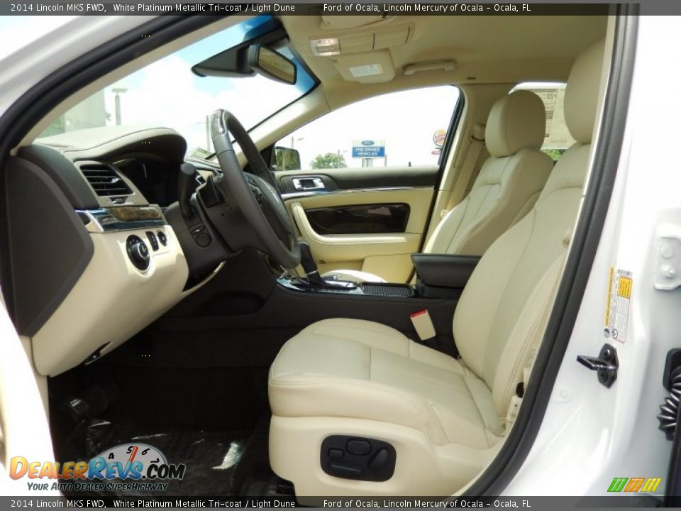 2014 Lincoln MKS FWD White Platinum Metallic Tri-coat / Light Dune Photo #6