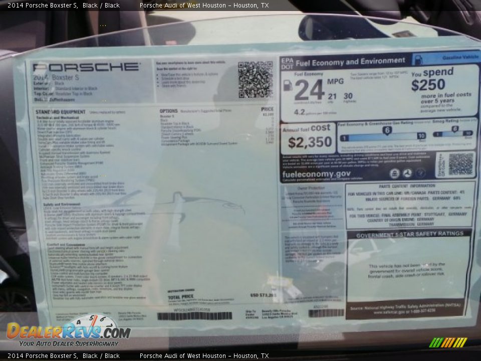 2014 Porsche Boxster S Window Sticker Photo #26