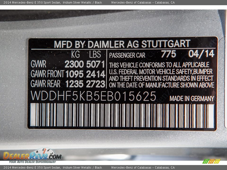 2014 Mercedes-Benz E 350 Sport Sedan Iridium Silver Metallic / Black Photo #7