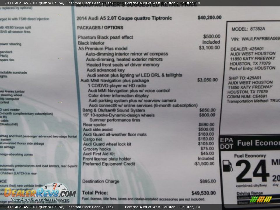 2014 Audi A5 2.0T quattro Coupe Phantom Black Pearl / Black Photo #27