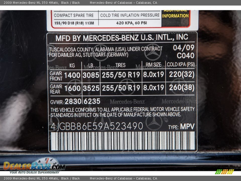 2009 Mercedes-Benz ML 350 4Matic Black / Black Photo #22