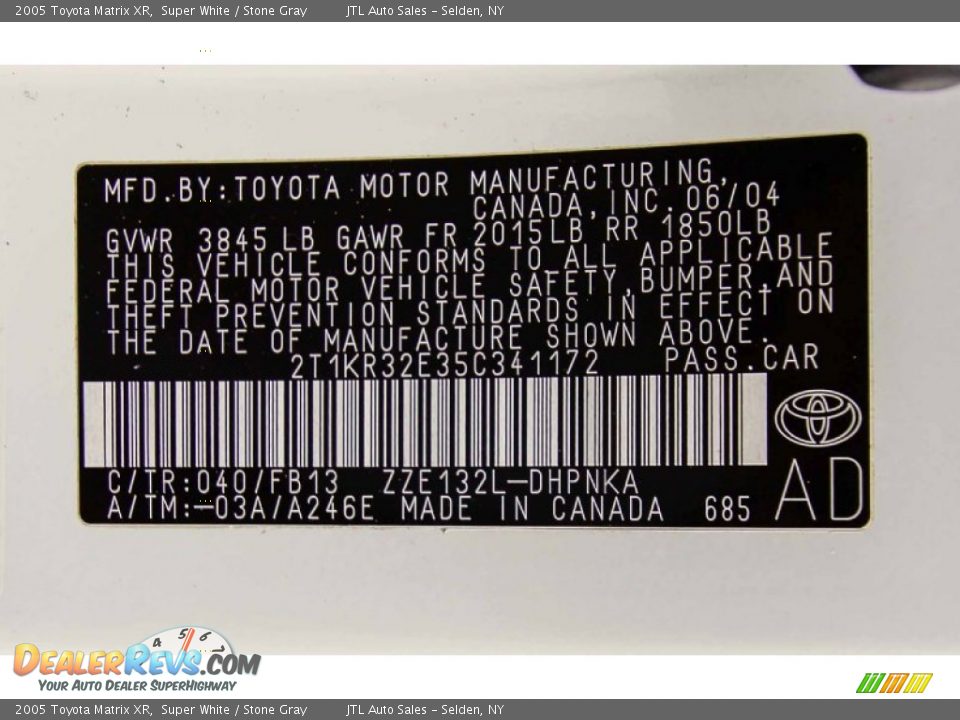 2005 Toyota Matrix XR Super White / Stone Gray Photo #19