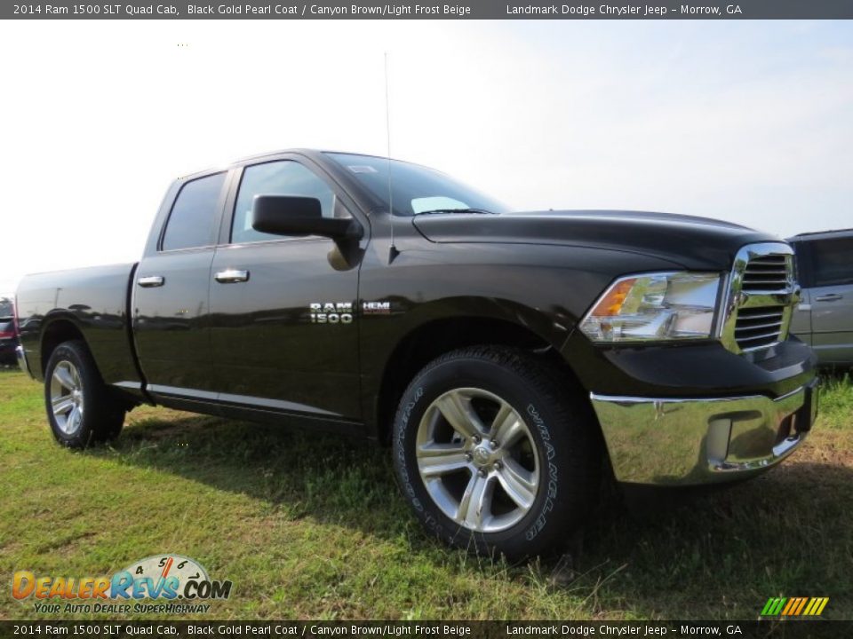2014 Ram 1500 SLT Quad Cab Black Gold Pearl Coat / Canyon Brown/Light Frost Beige Photo #4
