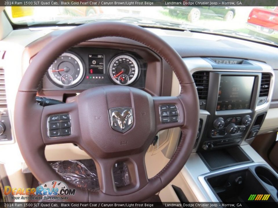 2014 Ram 1500 SLT Quad Cab Black Gold Pearl Coat / Canyon Brown/Light Frost Beige Photo #8