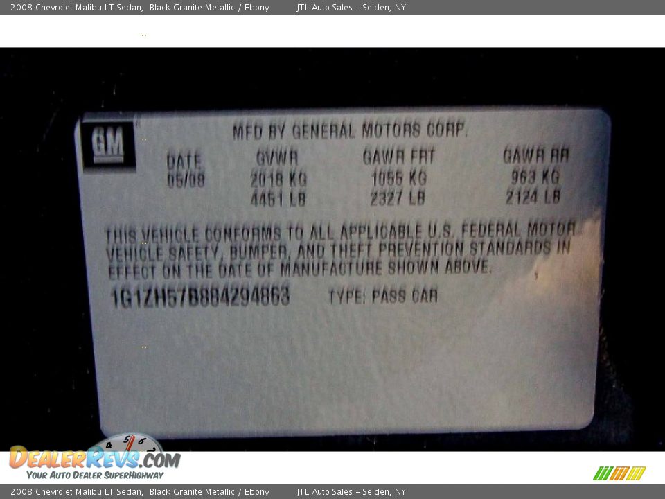 2008 Chevrolet Malibu LT Sedan Black Granite Metallic / Ebony Photo #20