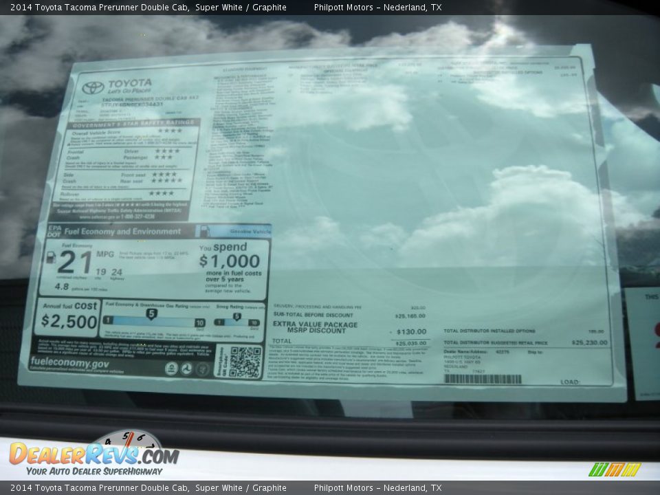 2014 Toyota Tacoma Prerunner Double Cab Super White / Graphite Photo #33
