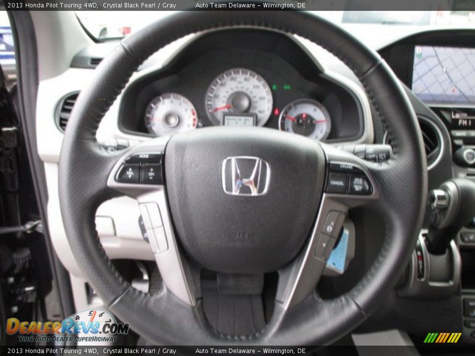 2013 Honda Pilot Touring 4WD Crystal Black Pearl / Gray Photo #12
