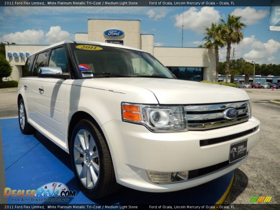 2011 Ford Flex Limited White Platinum Metallic Tri-Coat / Medium Light Stone Photo #7