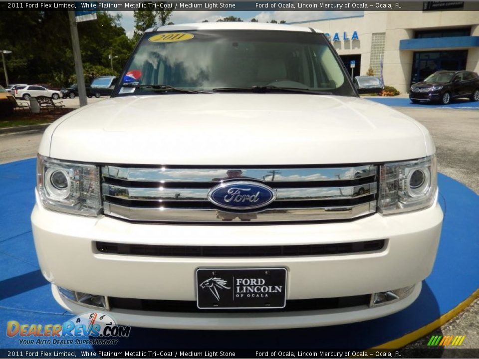 2011 Ford Flex Limited White Platinum Metallic Tri-Coat / Medium Light Stone Photo #8