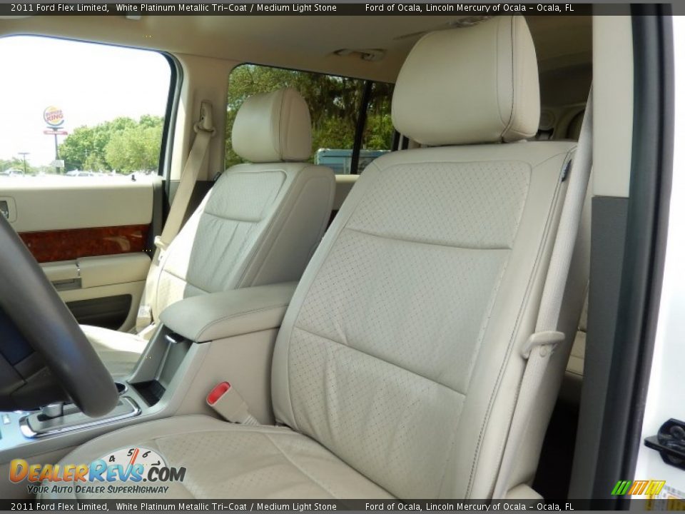 2011 Ford Flex Limited White Platinum Metallic Tri-Coat / Medium Light Stone Photo #14