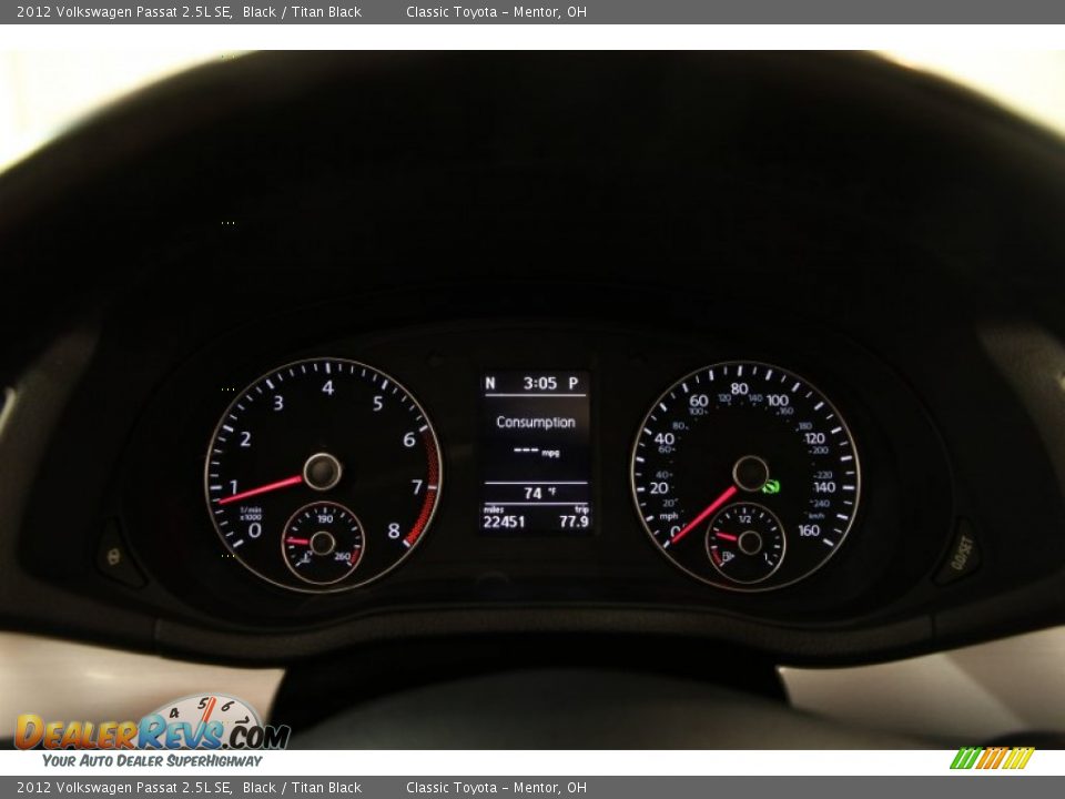 2012 Volkswagen Passat 2.5L SE Gauges Photo #7