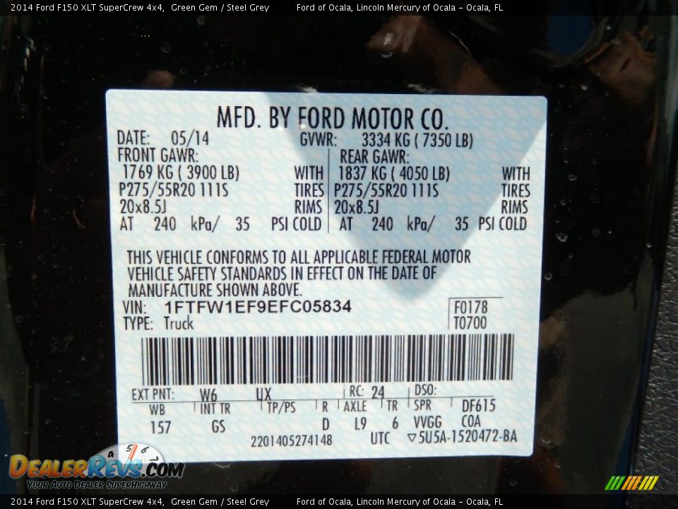 2014 Ford F150 XLT SuperCrew 4x4 Green Gem / Steel Grey Photo #12