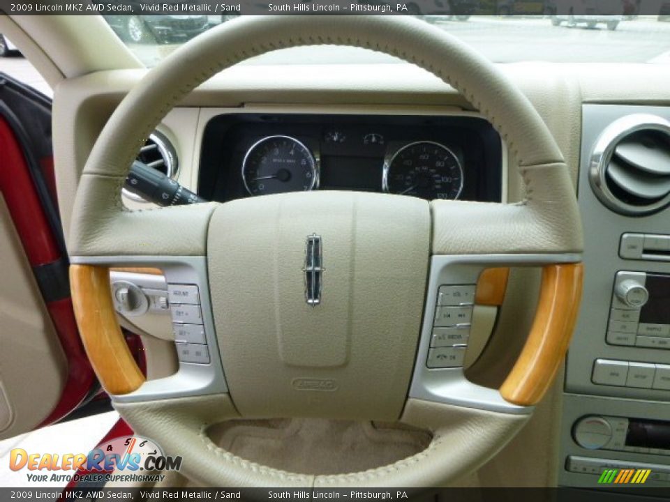 2009 Lincoln MKZ AWD Sedan Vivid Red Metallic / Sand Photo #22