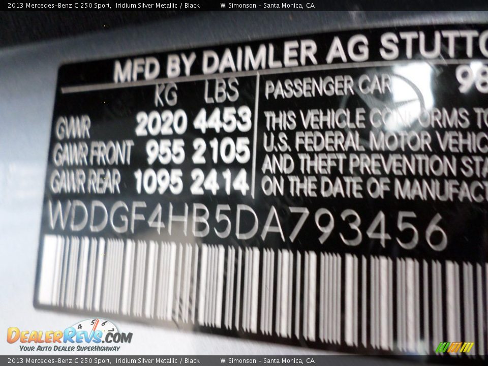 2013 Mercedes-Benz C 250 Sport Iridium Silver Metallic / Black Photo #25