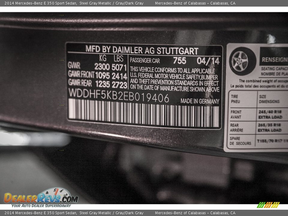 2014 Mercedes-Benz E 350 Sport Sedan Steel Gray Metallic / Gray/Dark Gray Photo #7