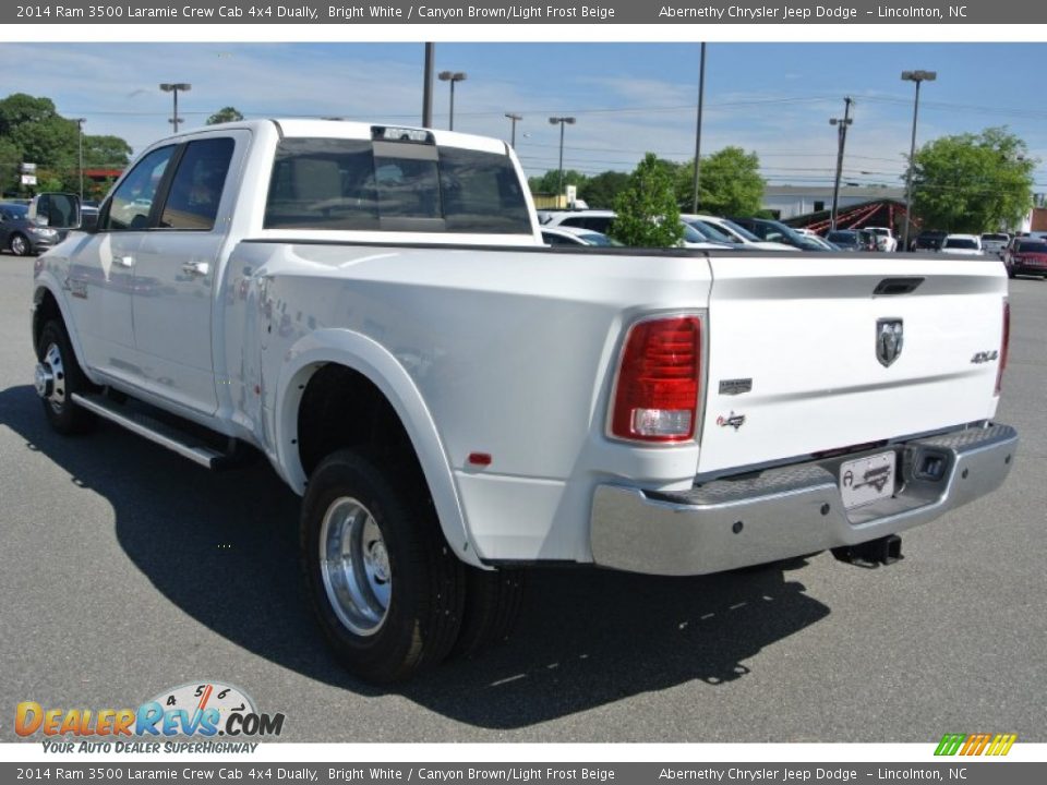 2014 Ram 3500 Laramie Crew Cab 4x4 Dually Bright White / Canyon Brown/Light Frost Beige Photo #4