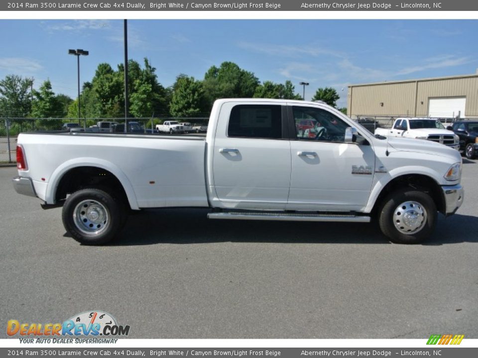 2014 Ram 3500 Laramie Crew Cab 4x4 Dually Bright White / Canyon Brown/Light Frost Beige Photo #6