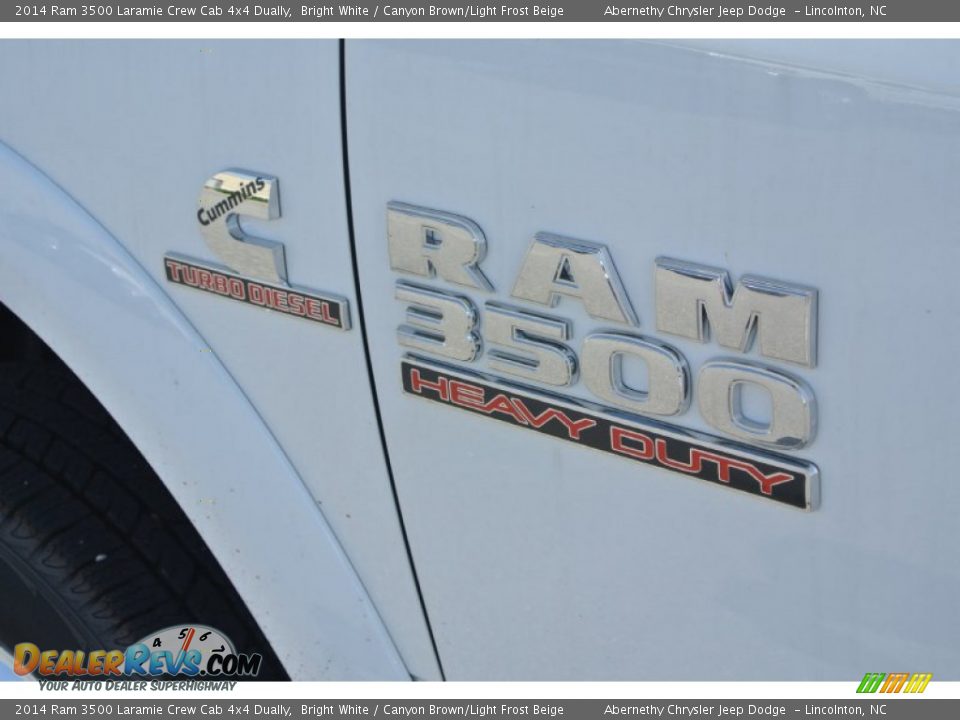 2014 Ram 3500 Laramie Crew Cab 4x4 Dually Bright White / Canyon Brown/Light Frost Beige Photo #7